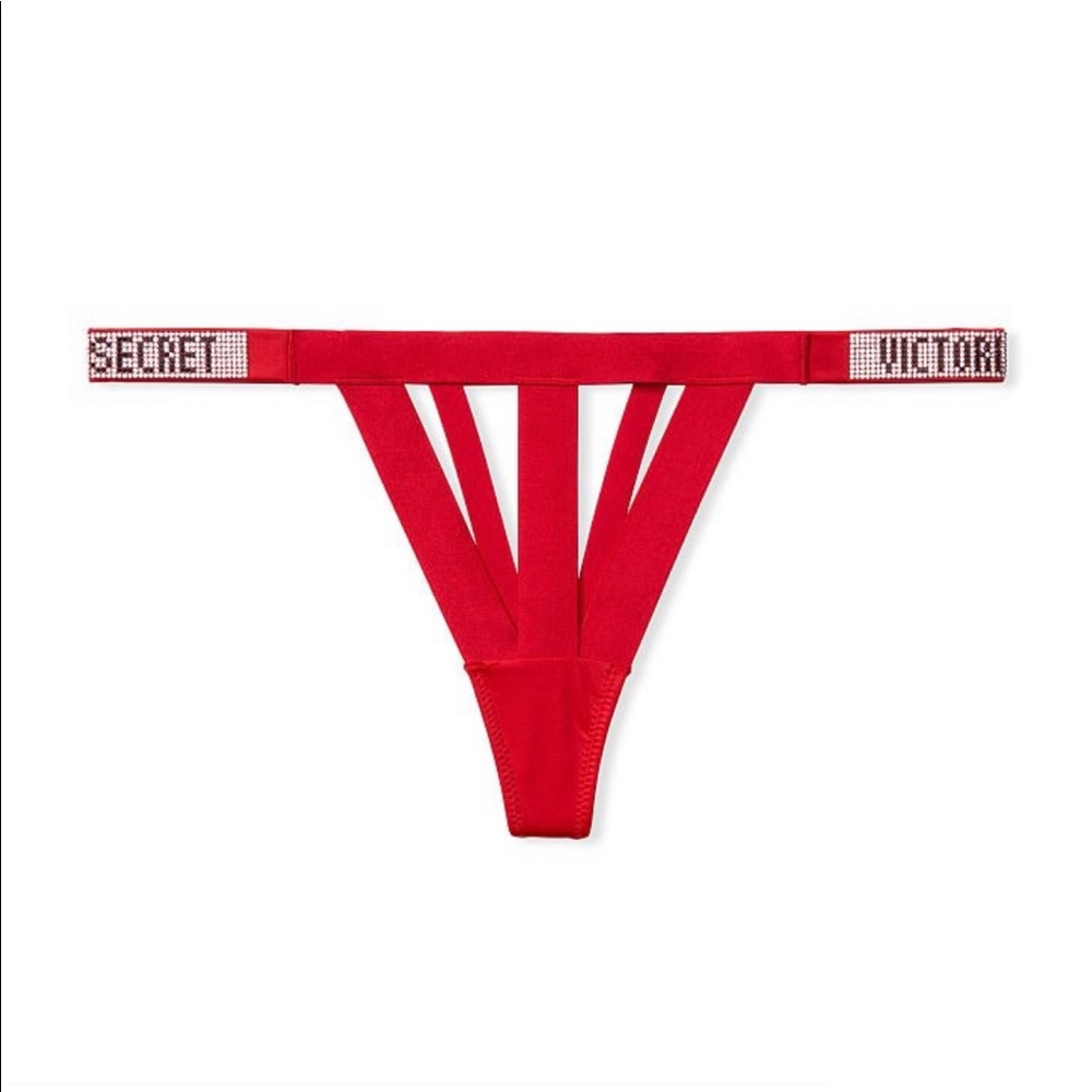 NWT Victoria’s Secret Banded Logo Strap Thong Panty